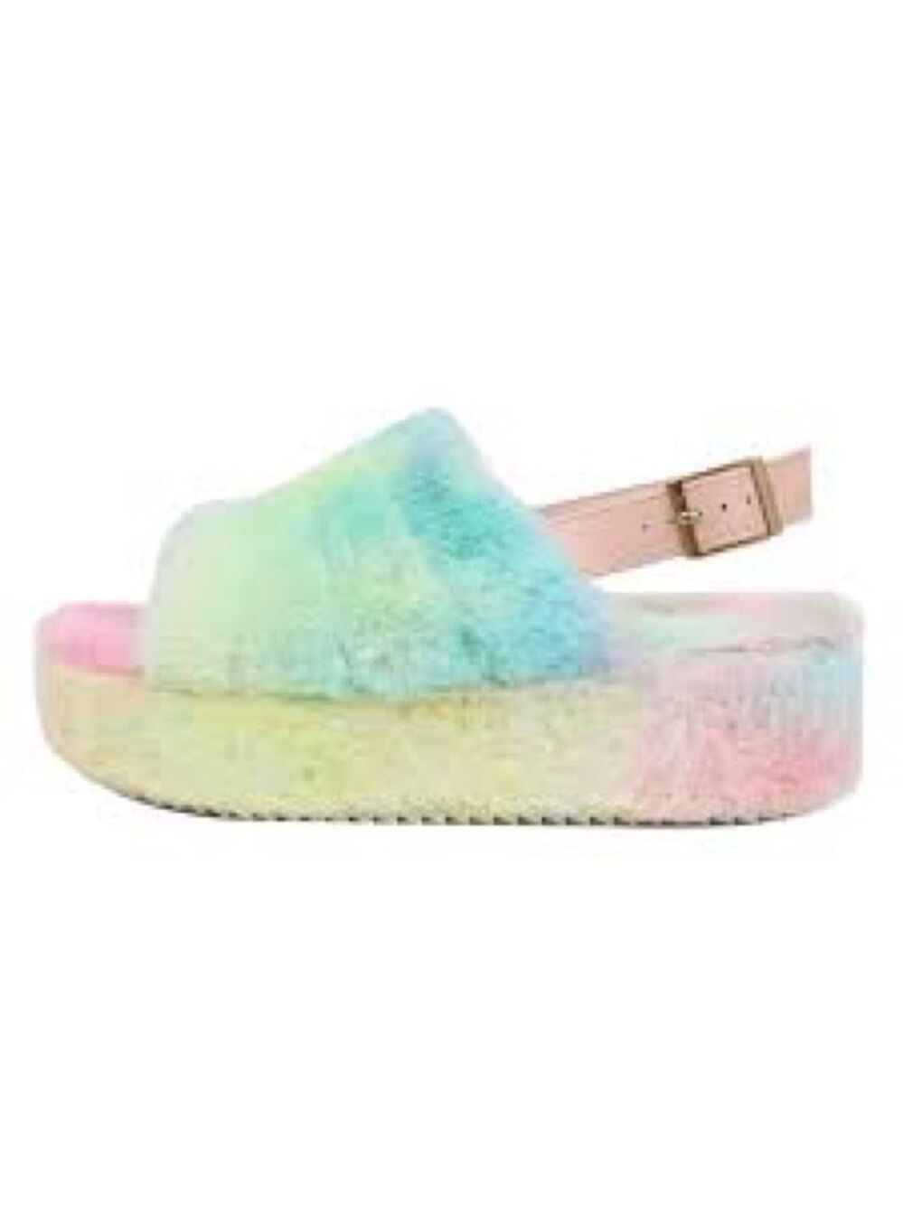 Women’s Liliana Tie Dye Open Toe Fuzzy Slingback Platform Sandals Size 9 US! - Picture 8 of 8